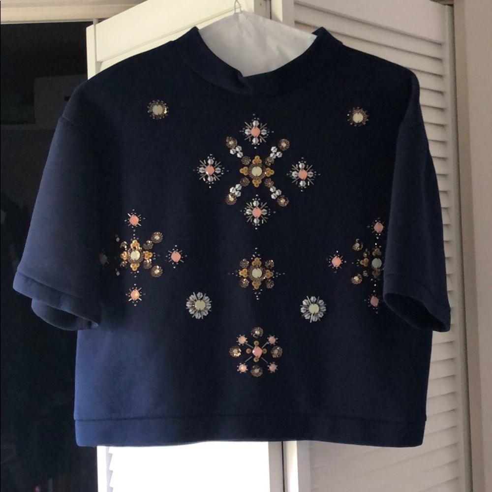 Neoprene embellished top